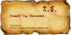 Kemény Benedek névjegykártya
